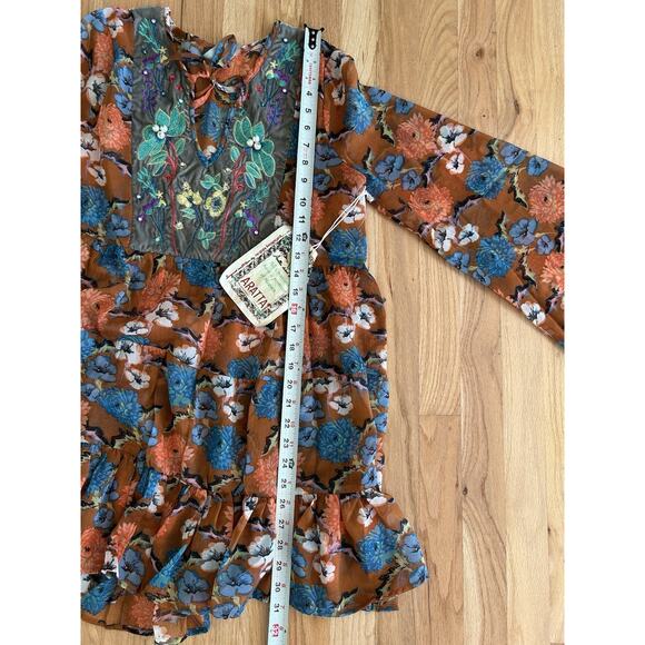 New Aratta Silent Journey Size XS Beautifully Detailed Long Sleeve Tunic Boho - Picture 12 of 13